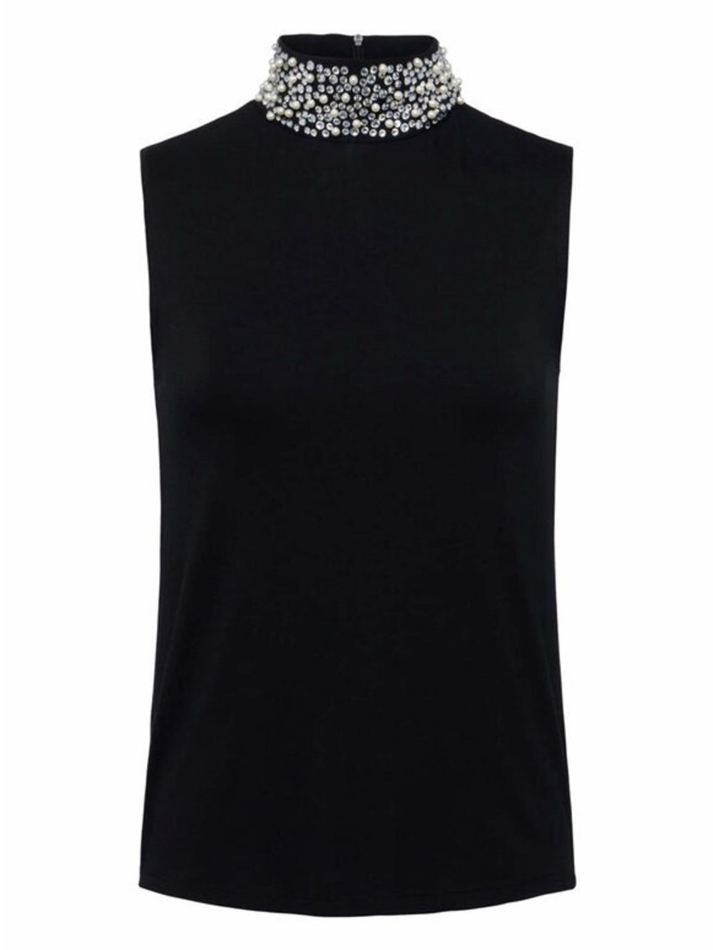 NWT L'AGENCE Black Sleeveless Tank with Jeweled Collar Emily XXS stretchy $348